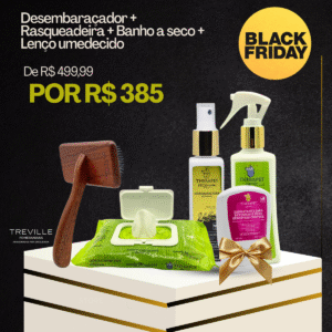 Desembaraçador + Rasqueadeira + Banho a seco + Lenço umedecido